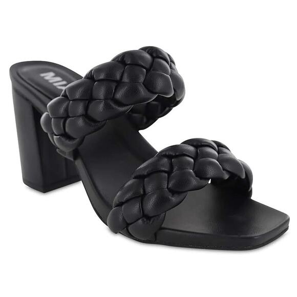 MIA‎ MAINE BRAIDED VEGAN LEATHER HEELED SANDALS IN BLACK NWOB WOMEN'S SIZE 8.5 - Picture 1 of 15